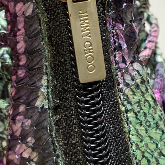 JimmyChoo Two Tone Python Leather Quaker Elaphe Open Toe Sandals Size 37.5